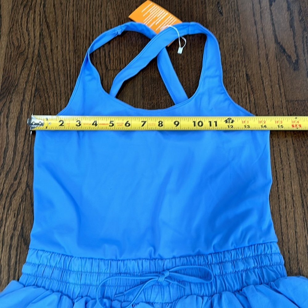 Women’s One Piece Blue Shorts Stretch Ruffle Running Workout Romper Bodysuit - Picture 4 of 8